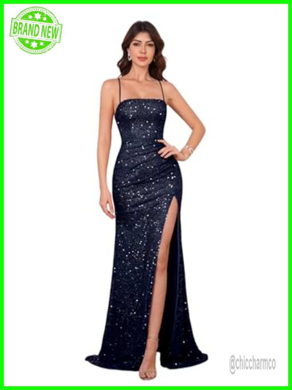 Sequin Mermaid Formal Evening Gown Sleeveless Prom Dress